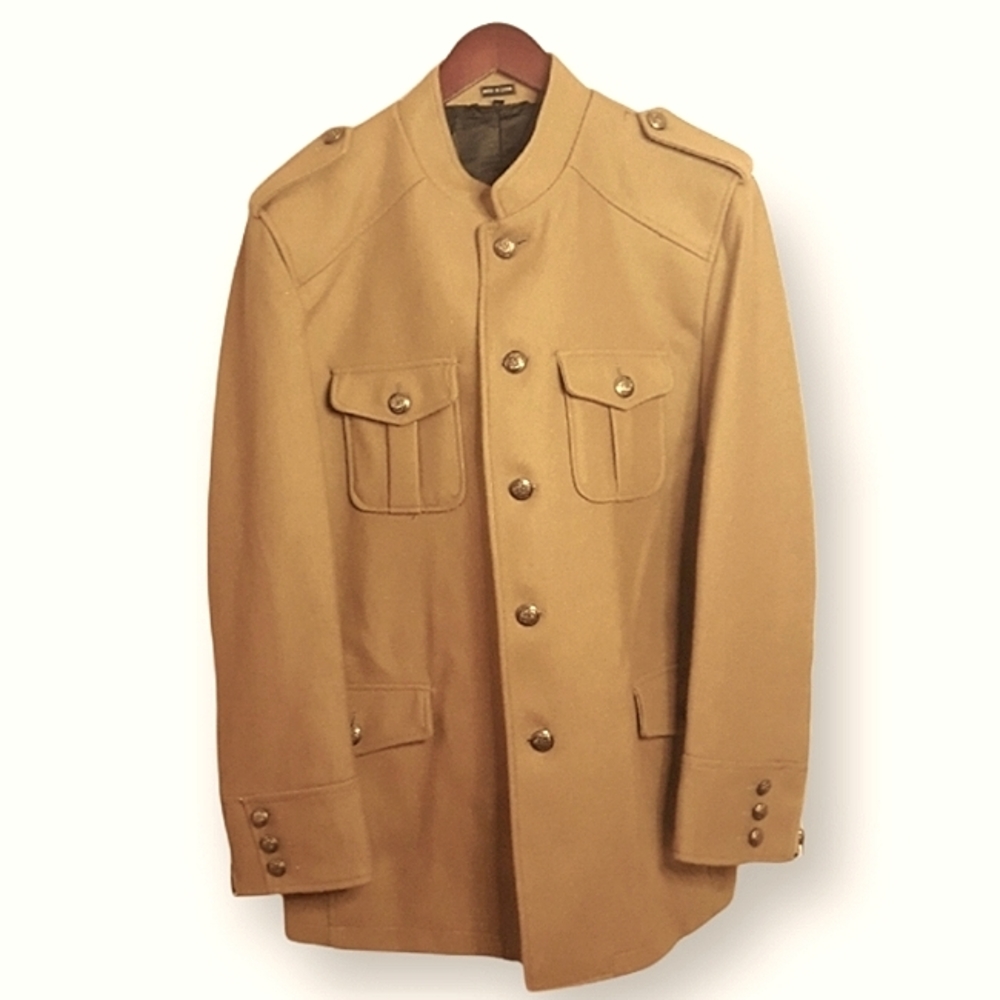 Mens Military Style Wool Jacket Size Large